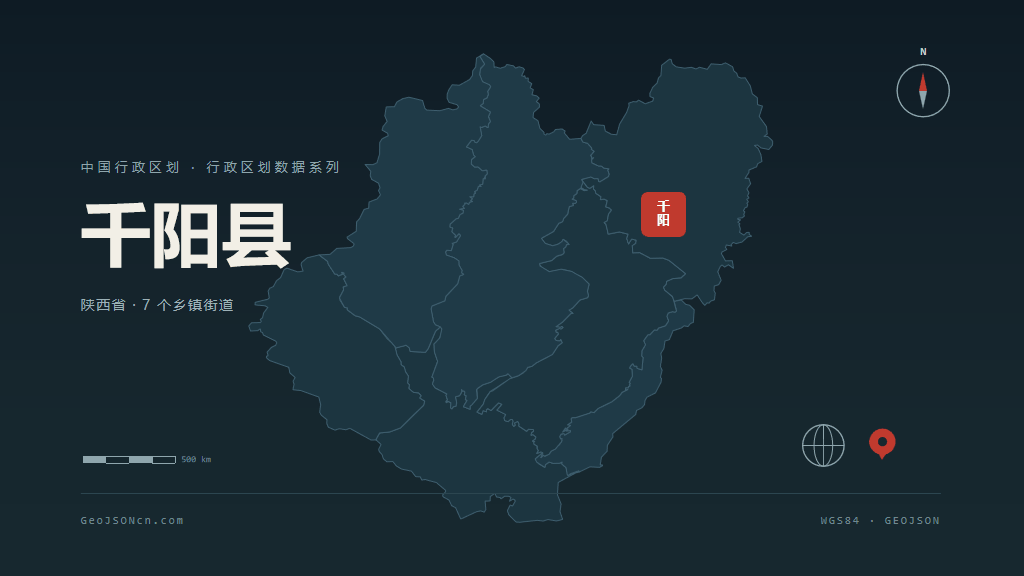 宝鸡市千阳县矢量地图PPT模板预览图