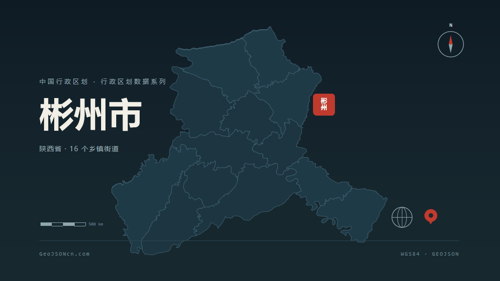 咸阳市彬州市矢量地图PPT模板预览图