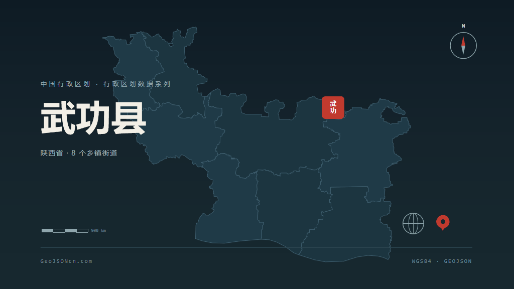 咸阳市武功县矢量地图PPT模板预览图