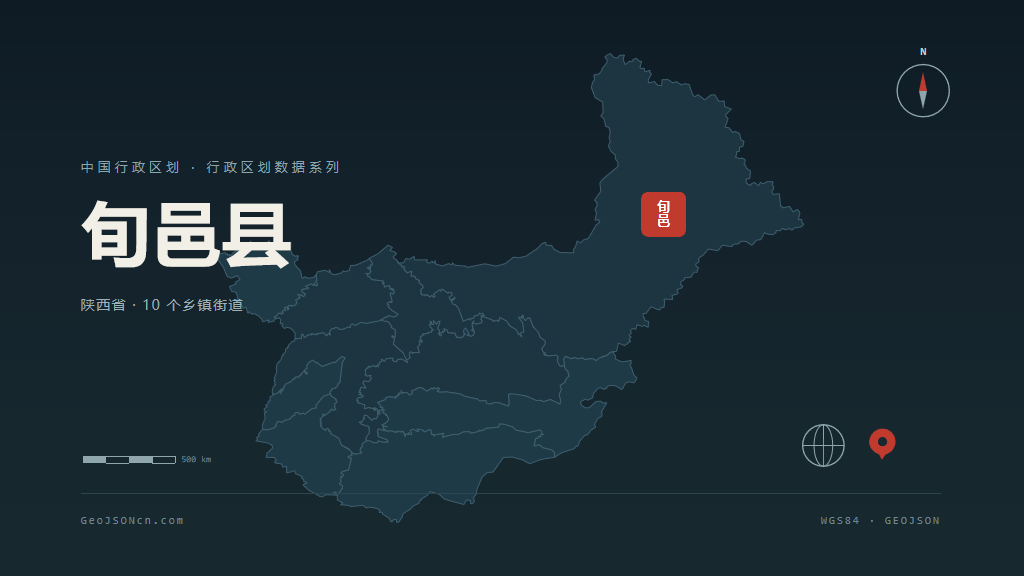咸阳市旬邑县矢量地图PPT模板预览图