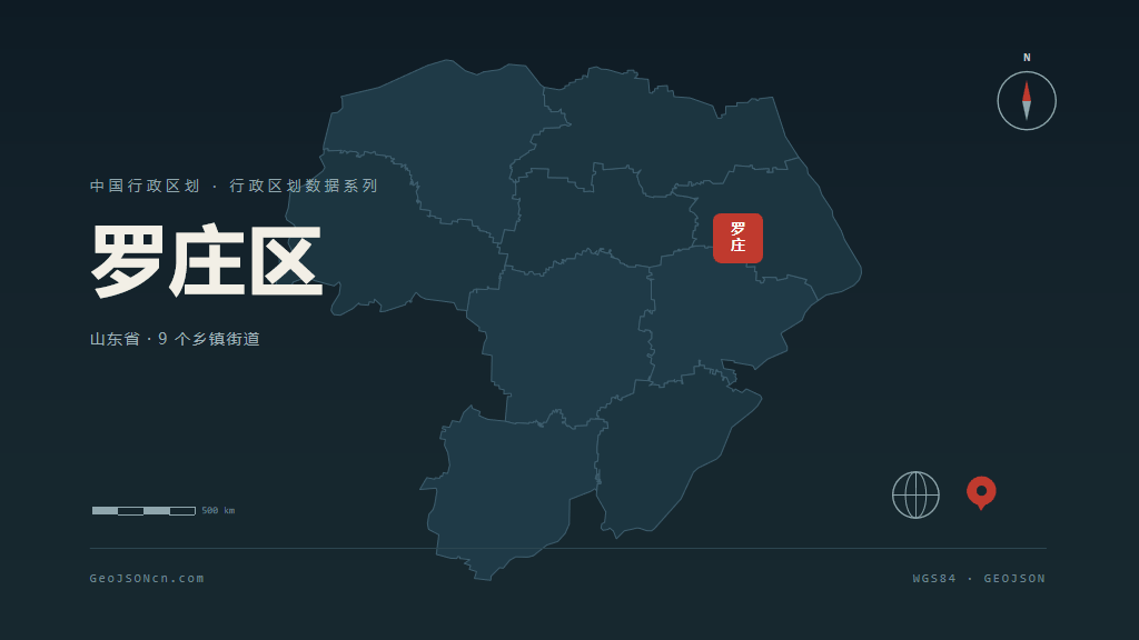 临沂市罗庄区矢量地图PPT模板预览图