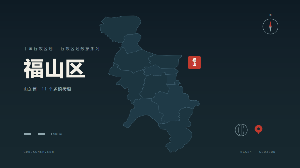 烟台市福山区矢量地图PPT模板预览图