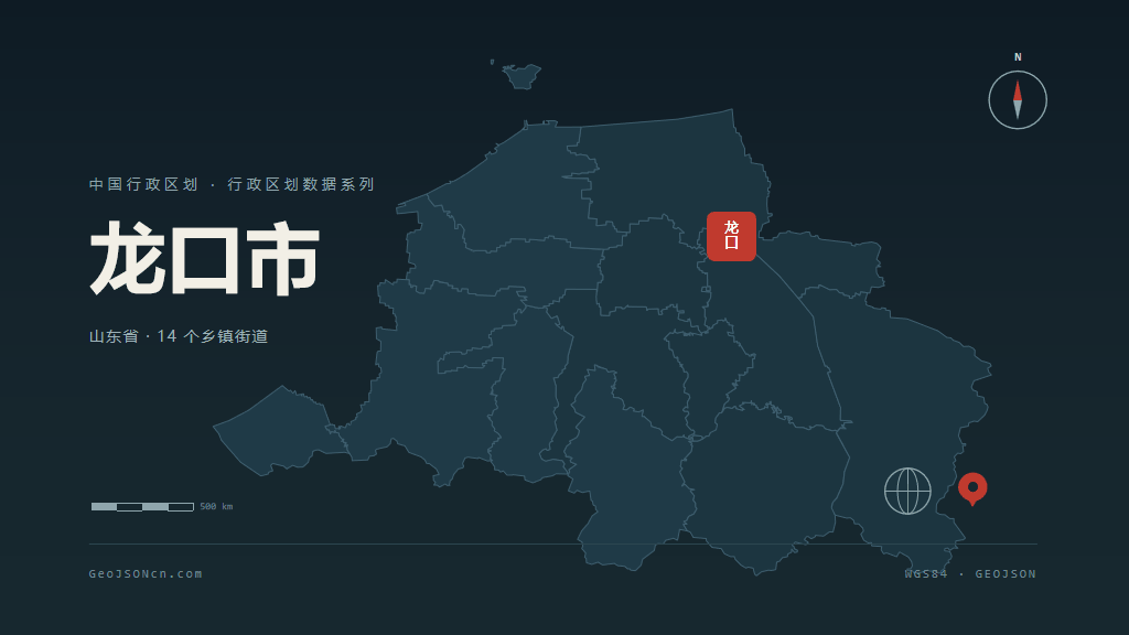 烟台市龙口市矢量地图PPT模板预览图