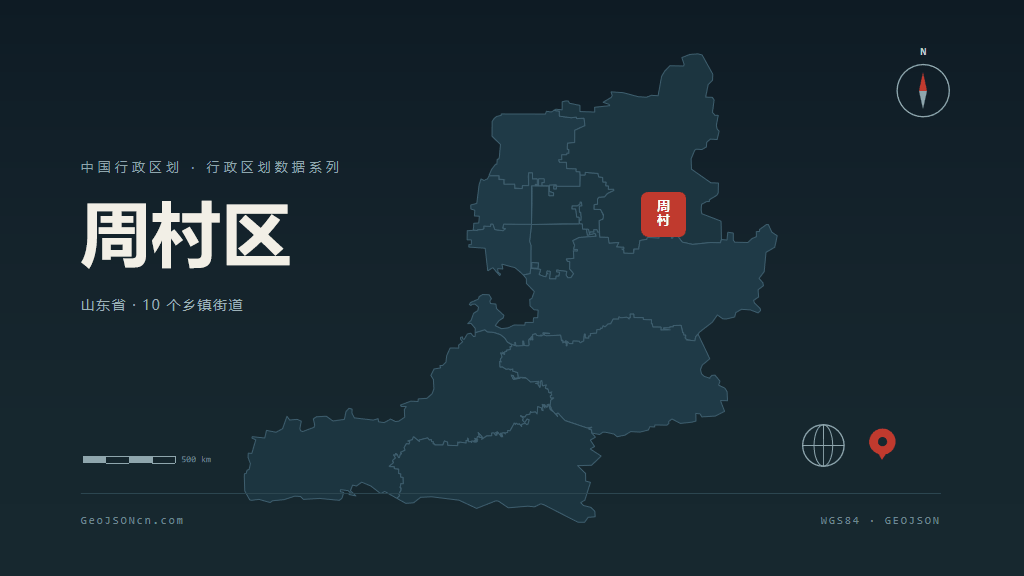 淄博市周村区矢量地图PPT模板预览图