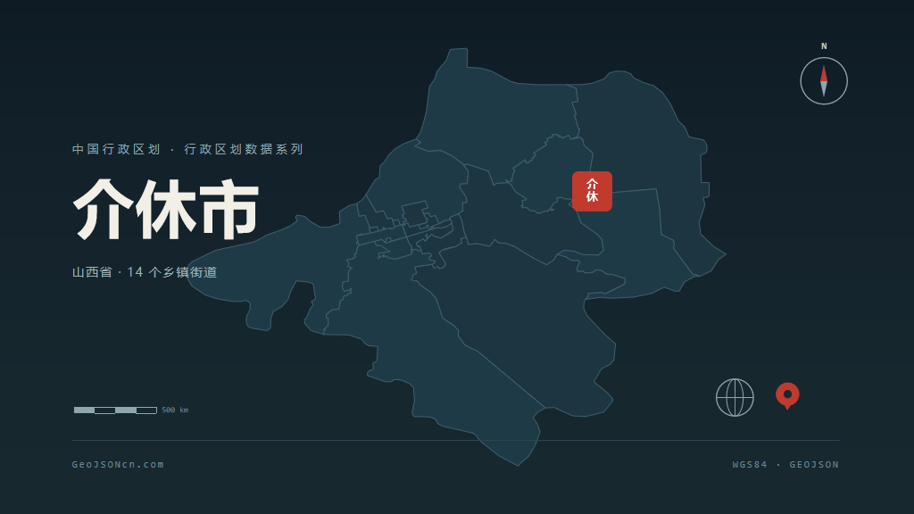 晋中市介休市矢量地图PPT模板预览图