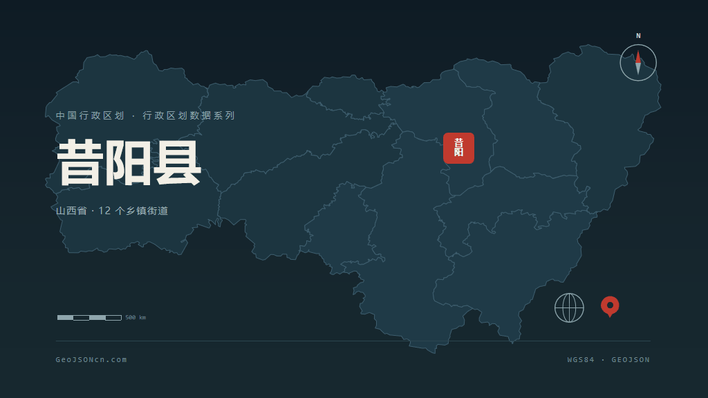 晋中市昔阳县矢量地图PPT模板预览图