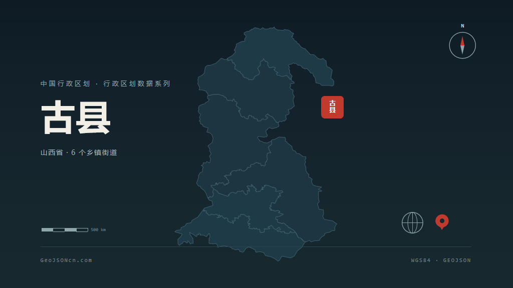临汾市古县矢量地图PPT模板预览图