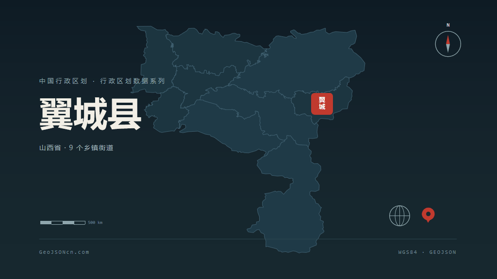 临汾市翼城县矢量地图PPT模板预览图