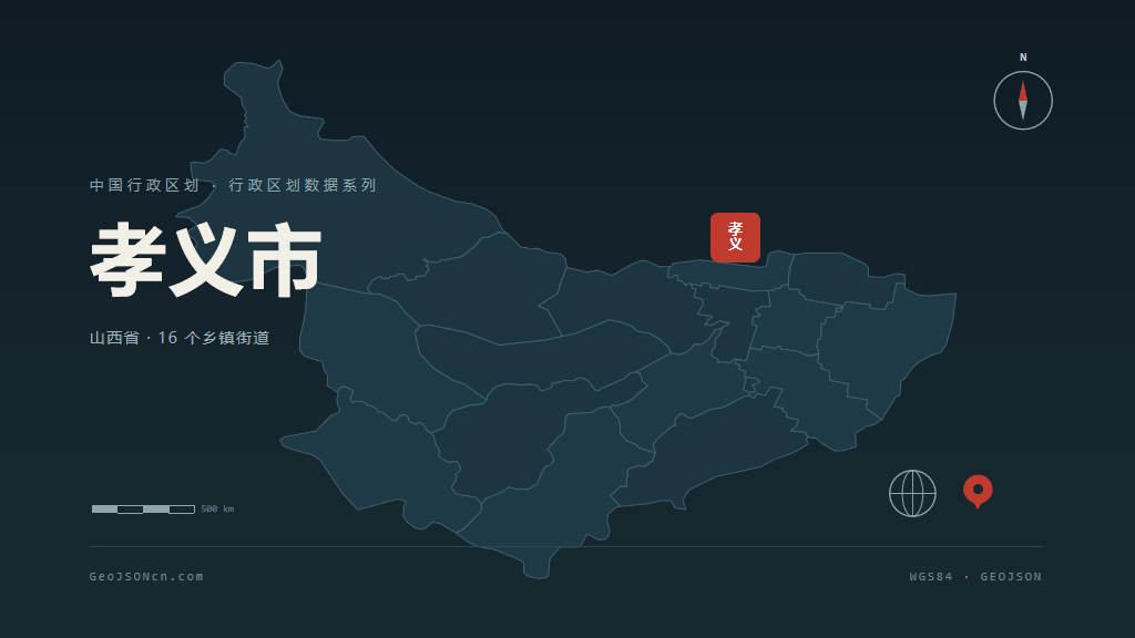 吕梁市孝义市矢量地图PPT模板预览图