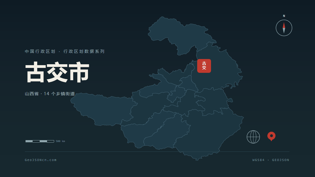 太原市古交市矢量地图PPT模板预览图