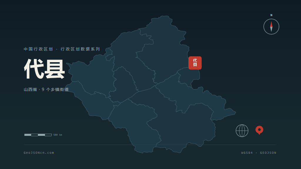 忻州市代县矢量地图PPT模板预览图