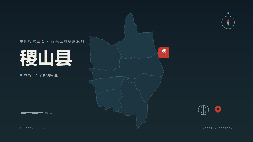 运城市稷山县矢量地图PPT模板预览图
