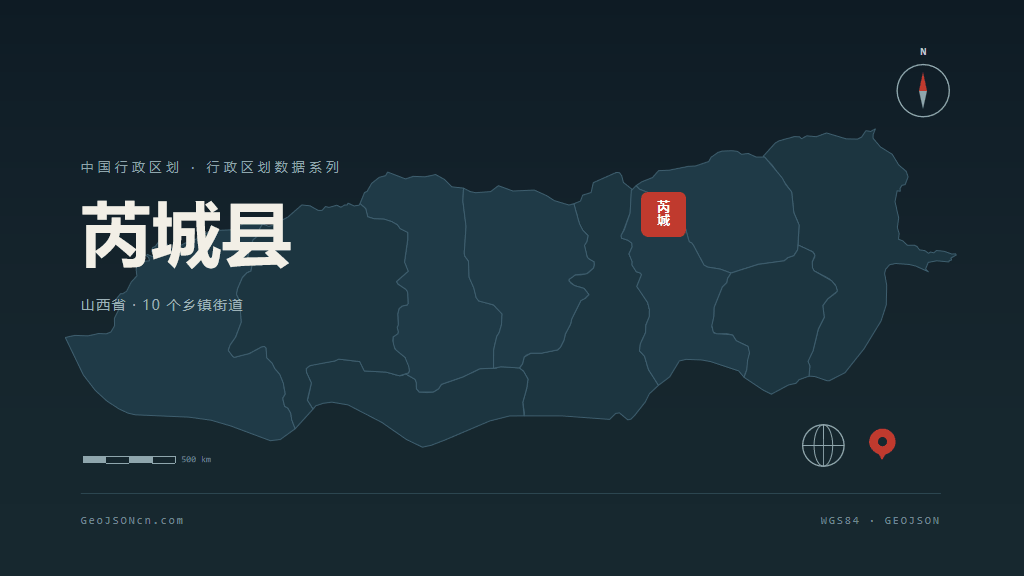 运城市芮城县矢量地图PPT模板预览图