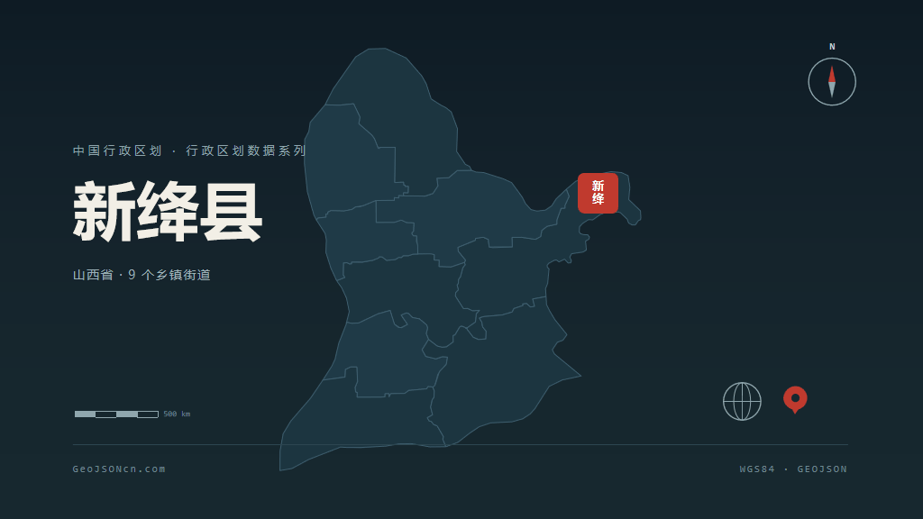 运城市新绛县矢量地图PPT模板预览图