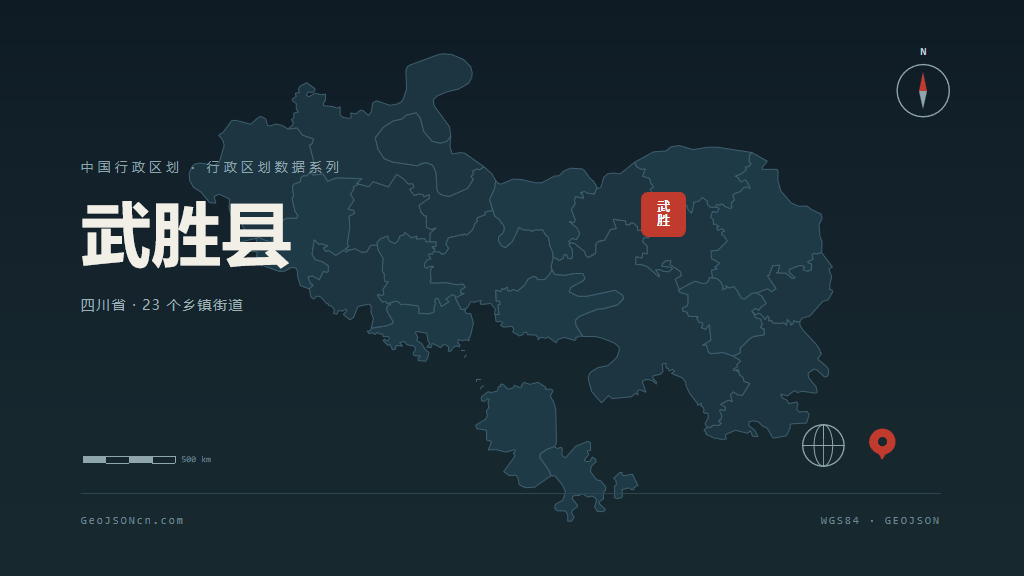 广安市武胜县矢量地图PPT模板预览（行政区划代码 511622）