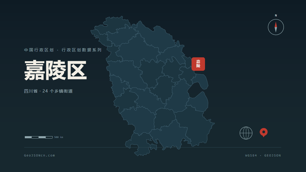 南充市嘉陵区矢量地图PPT模板预览（行政区划代码 511304）