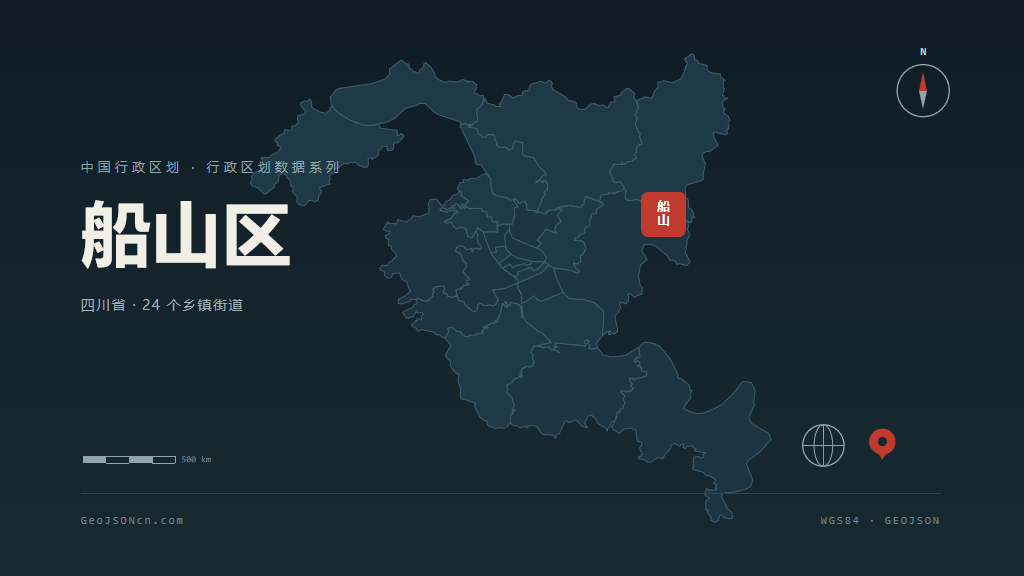 遂宁市船山区矢量地图PPT模板预览图