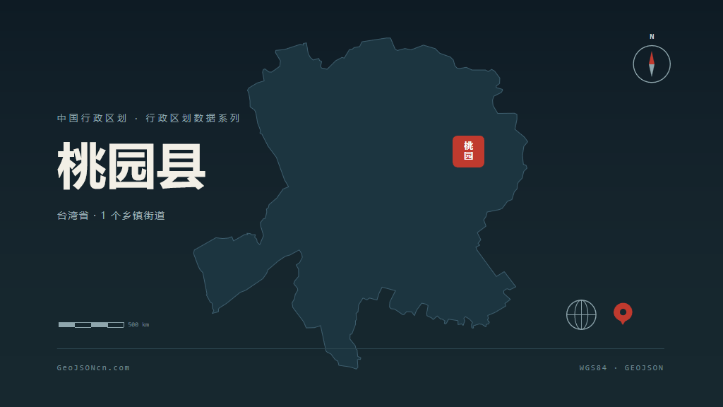 台湾省桃园县矢量地图PPT模板预览（可编辑矢量图）