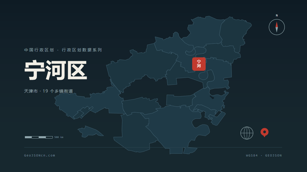 天津市宁河区矢量地图PPT模板预览（行政区划代码 120117）
