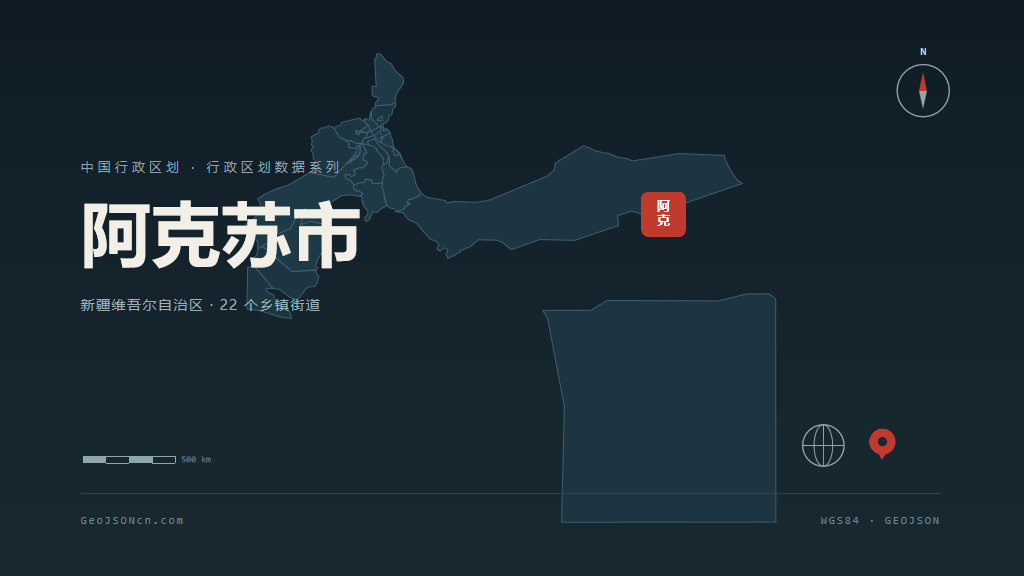 阿克苏地区阿克苏市矢量地图PPT模板预览图
