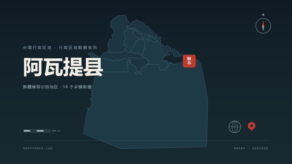 阿克苏地区阿瓦提县矢量地图PPT模板预览（行政区划代码 652928）