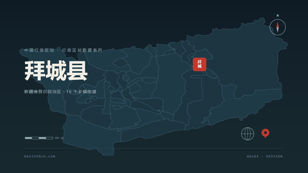 阿克苏地区拜城县矢量地图PPT模板预览（行政区划代码 652926）