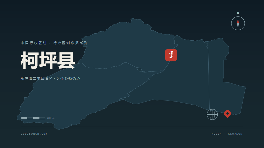 阿克苏地区柯坪县矢量地图PPT模板预览（行政区划代码 652929）