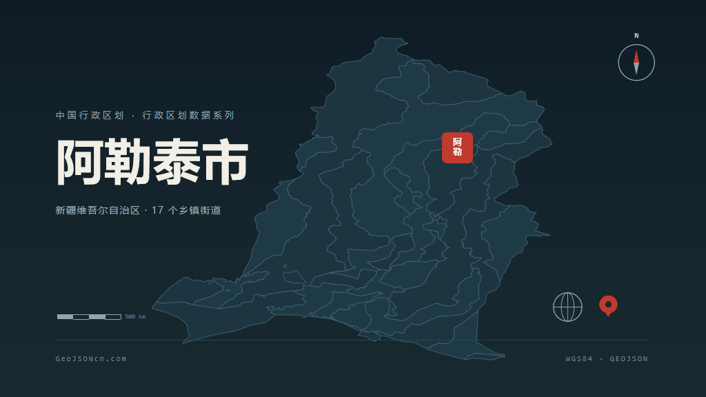 阿勒泰地区阿勒泰市矢量地图PPT模板预览图