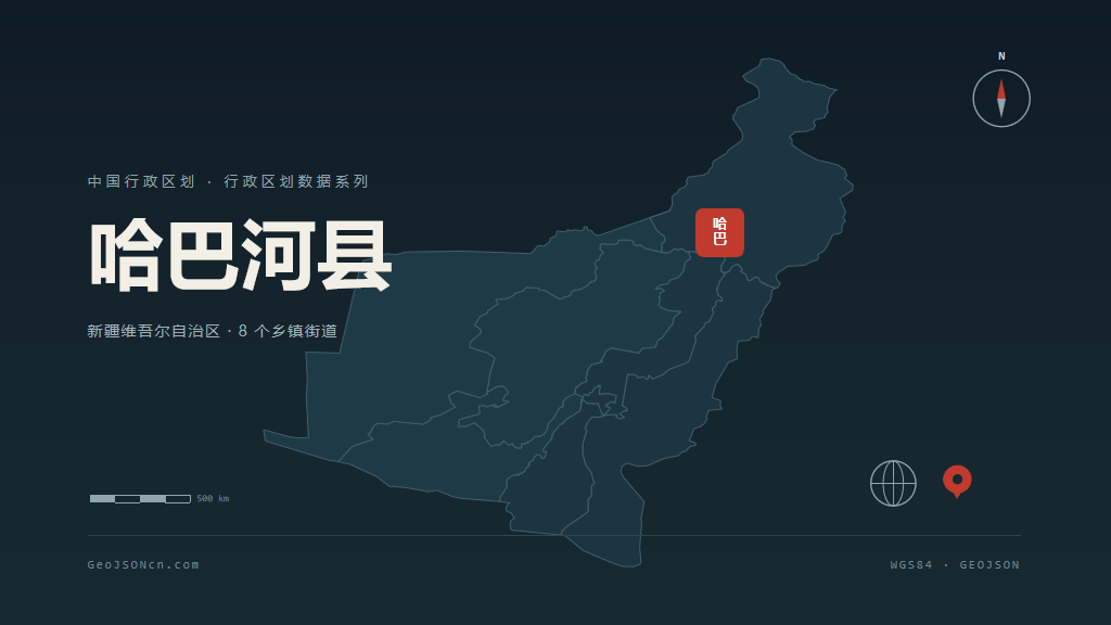 阿勒泰地区哈巴河县矢量地图PPT模板预览图