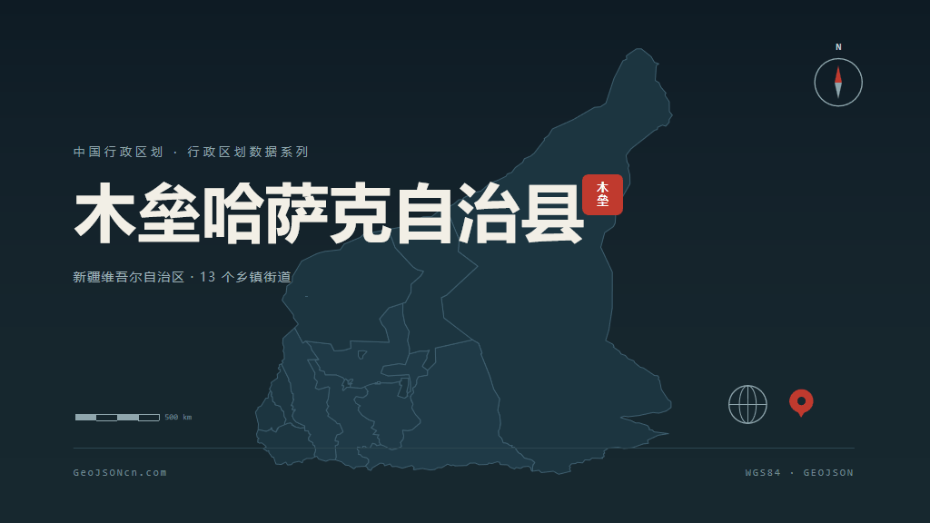 昌吉回族自治州木垒哈萨克自治县矢量地图PPT模板预览图