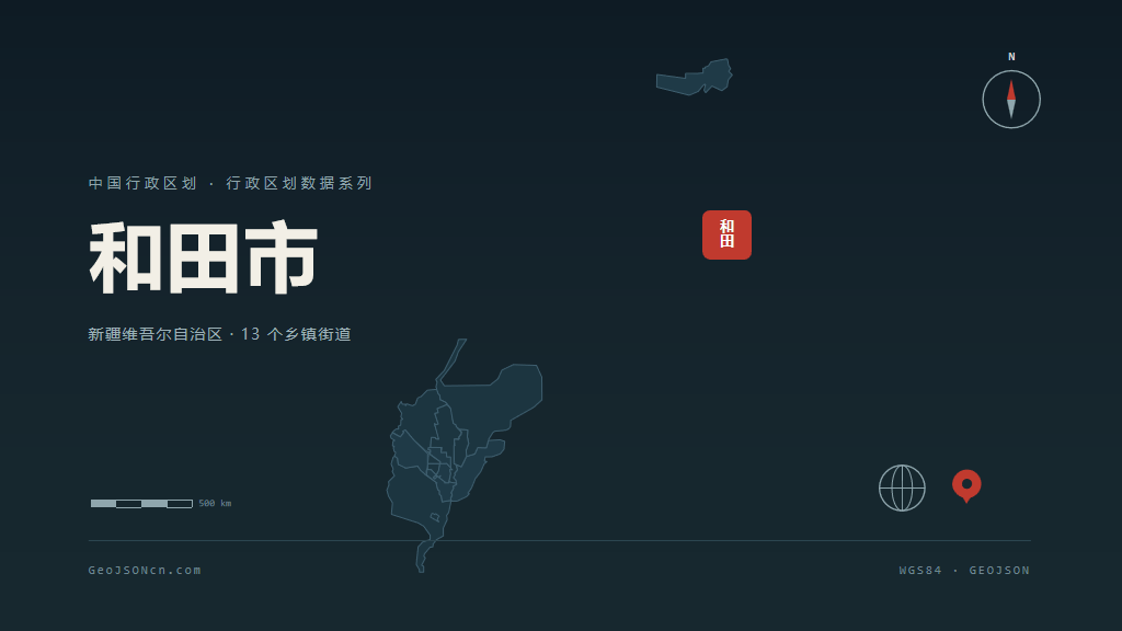 和田地区和田市矢量地图PPT模板预览图