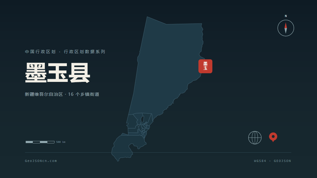 和田地区墨玉县矢量地图PPT模板预览（行政区划代码 653222）