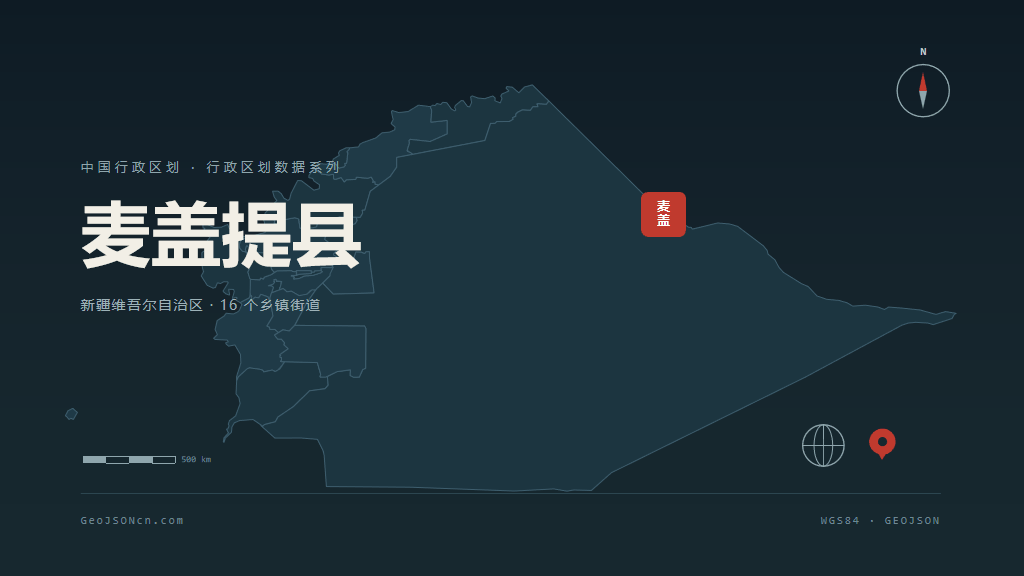 喀什地区麦盖提县矢量地图PPT模板预览图