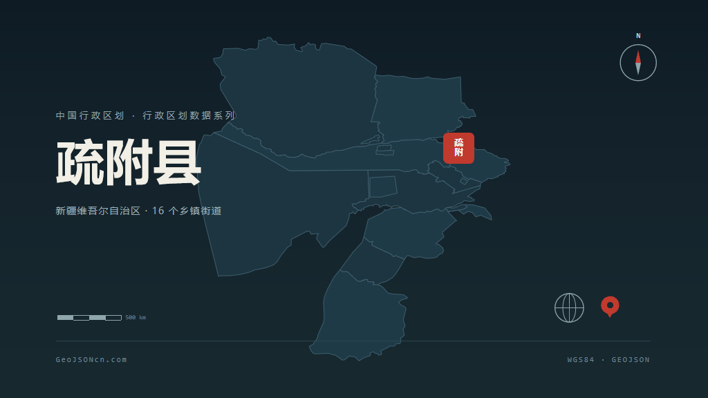 喀什地区疏附县矢量地图PPT模板预览图
