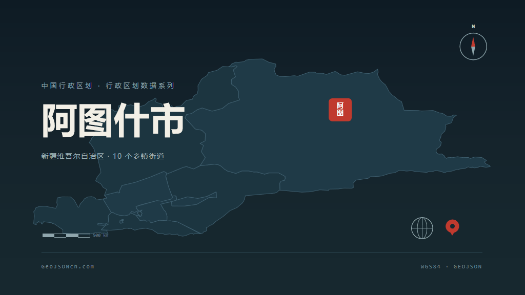 克孜勒苏柯尔克孜自治州阿图什市矢量地图PPT模板预览图