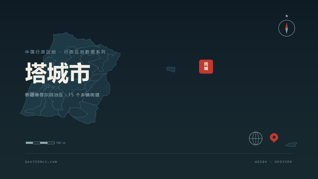 塔城地区塔城市矢量地图PPT模板预览图