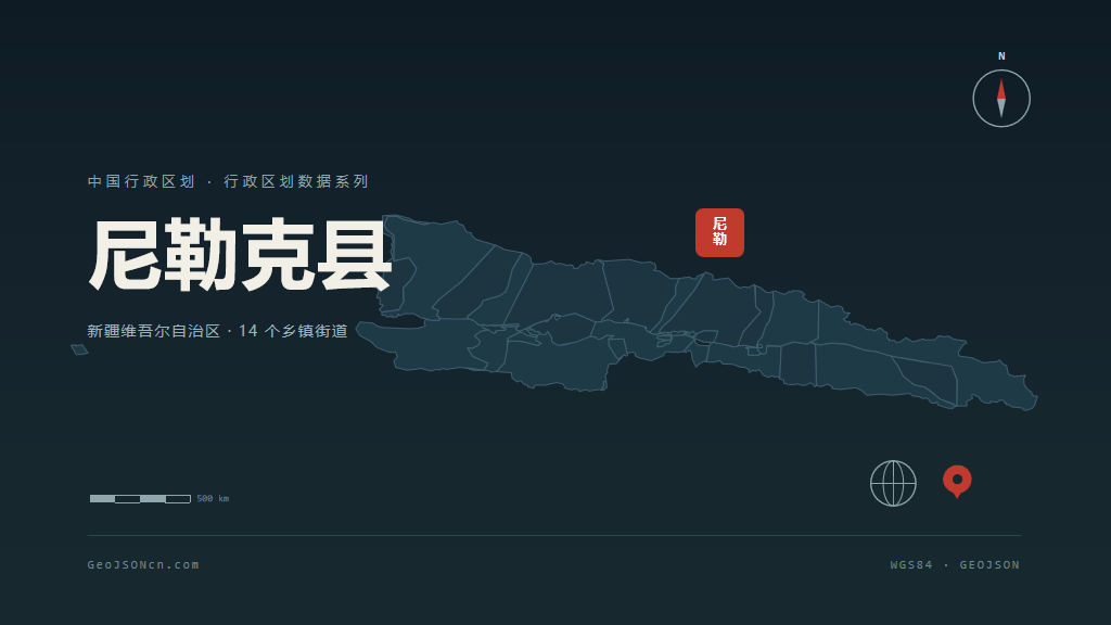 伊犁哈萨克自治州尼勒克县矢量地图PPT模板预览图