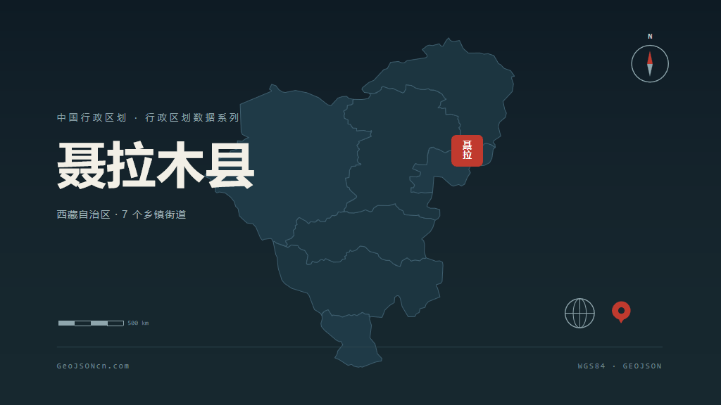 日喀则市聂拉木县矢量地图PPT模板预览（行政区划代码 540235）