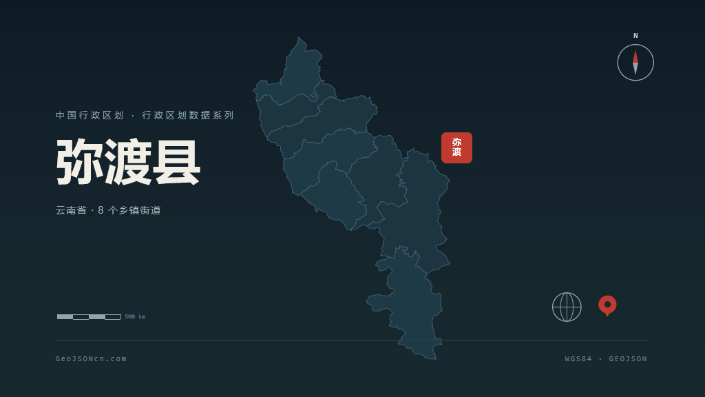 大理白族自治州弥渡县矢量地图PPT模板预览图