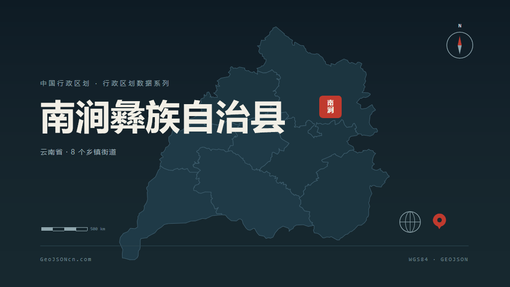 大理白族自治州南涧彝族自治县矢量地图PPT模板预览图