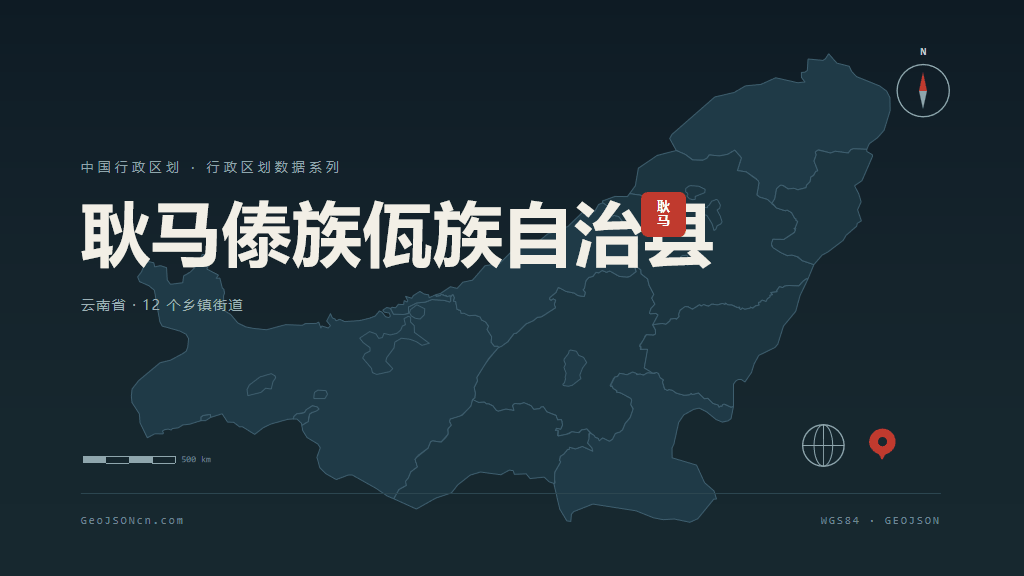 临沧市耿马傣族佤族自治县矢量地图PPT模板预览（行政区划代码 530926）