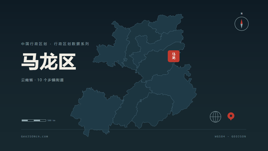 曲靖市马龙区矢量地图PPT模板预览图