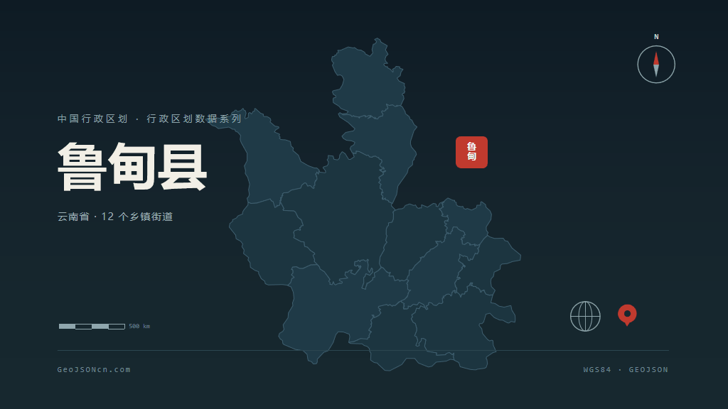 昭通市鲁甸县矢量地图PPT模板预览图