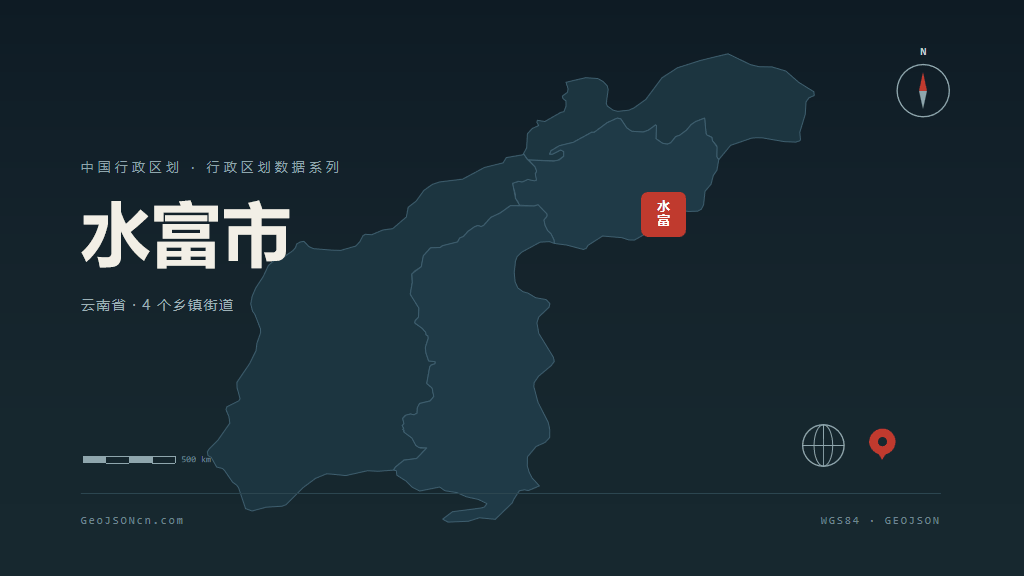 昭通市水富市矢量地图PPT模板预览图