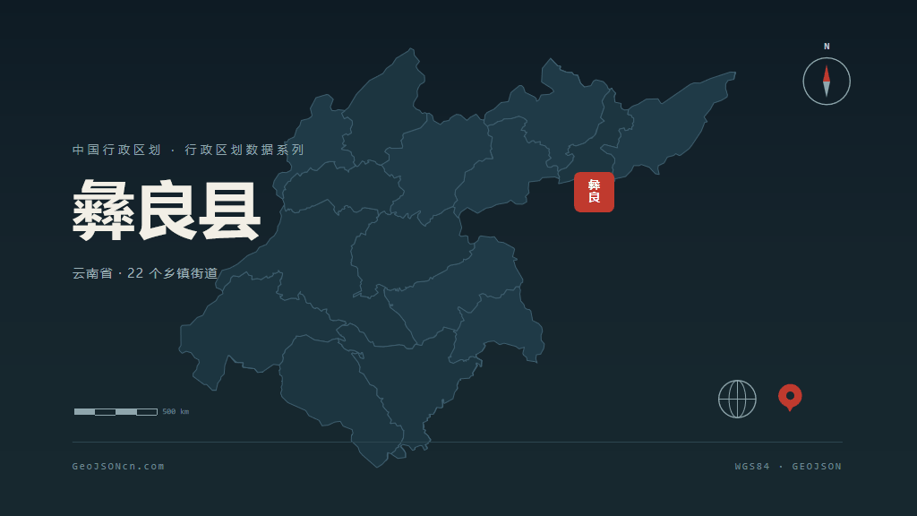 昭通市彝良县矢量地图PPT模板预览图