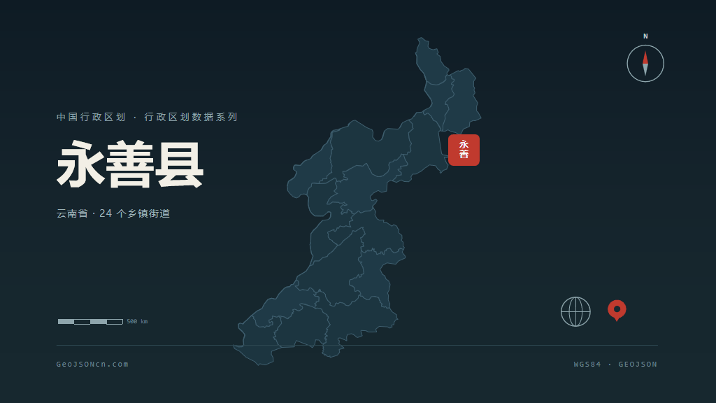 昭通市永善县矢量地图PPT模板预览图
