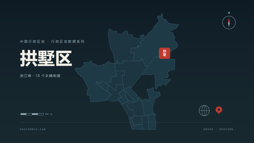 杭州市拱墅区矢量地图PPT模板预览图