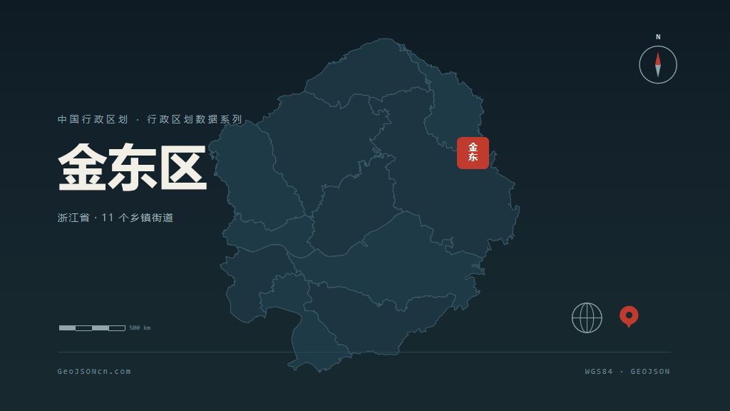 金华市金东区矢量地图PPT模板预览图