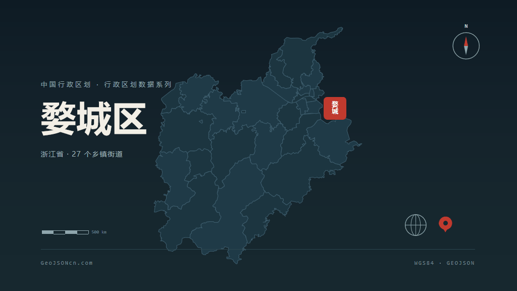 金华市婺城区矢量地图PPT模板预览图