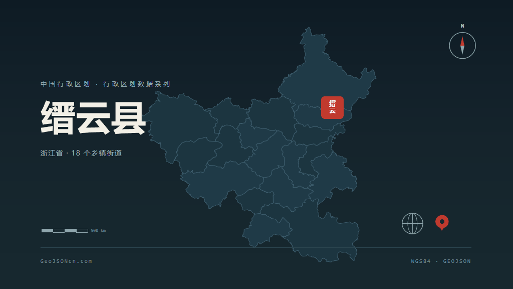 丽水市缙云县矢量地图PPT模板预览图
